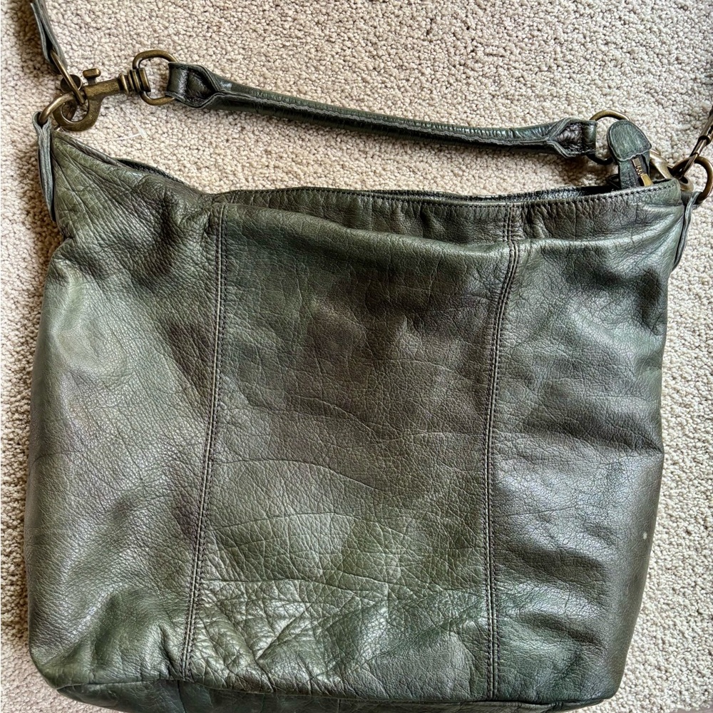 Liebeskind Berlin Dark Green Charcoal Gray Leather Shoulder Crossbody Bag - Picture 2 of 11